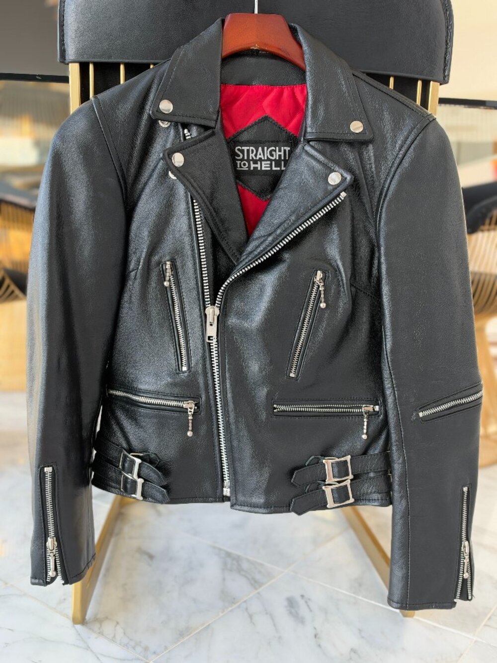 Straight to Hell ‘Lady Defector’ Buffalo Napa Leather Moto Jacket Size Small